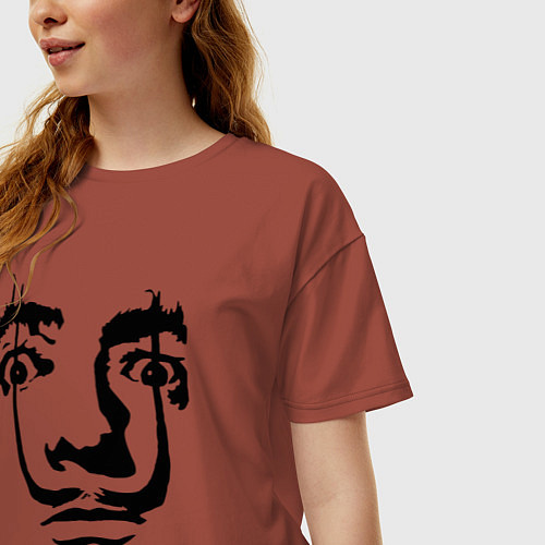 Женская футболка оверсайз Dali face / Кирпичный – фото 3