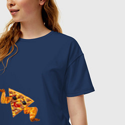 Футболка оверсайз женская Пицца с куринными крылышками, цвет: тёмно-синий — фото 2