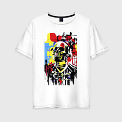 Женская футболка оверсайз Skull - pop art - sketch