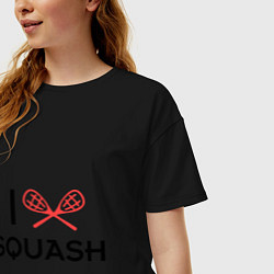 Футболка оверсайз женская I Love Squash, цвет: черный — фото 2