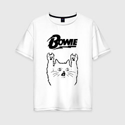 Женская футболка оверсайз David Bowie - rock cat