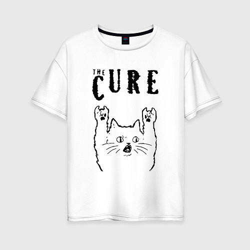 Женская футболка оверсайз The Cure - rock cat / Белый – фото 1