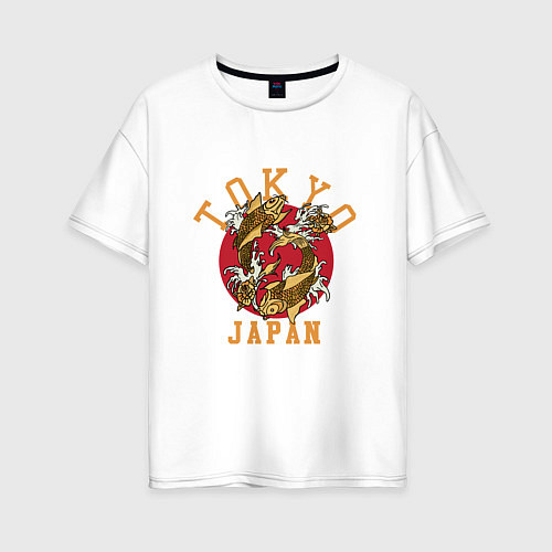 Женская футболка оверсайз Карп кои Токио Япония / Белый – фото 1