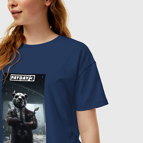 Женская футболка оверсайз Payday 3 bulldog / Тёмно-синий – фото 3