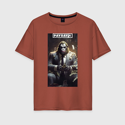 Женская футболка оверсайз Payday 3 gorilla / Кирпичный – фото 1