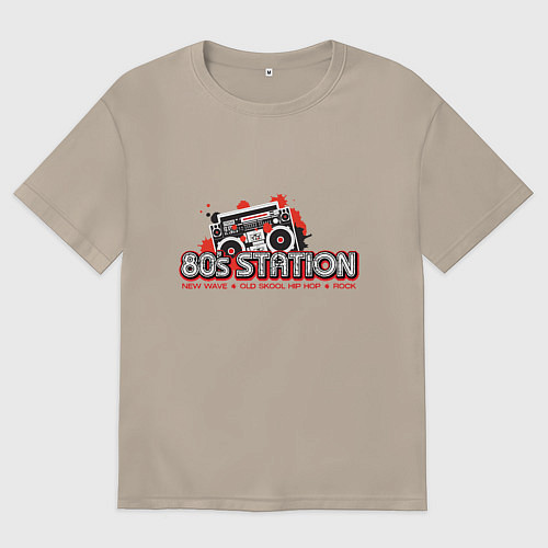 Женская футболка оверсайз Радиостанция 80-х / Миндальный – фото 1