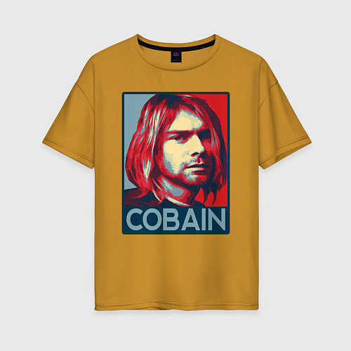 Женская футболка оверсайз Nirvana - Kurt Cobain / Горчичный – фото 1