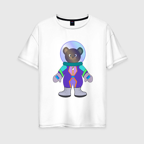 Женская футболка оверсайз Мишка космонавт / Белый – фото 1
