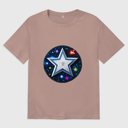 Женская футболка оверсайз Звезда и полотно космоса / Пыльно-розовый – фото 1