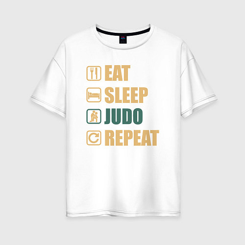 Женская футболка оверсайз Eat sleep judo / Белый – фото 1