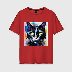 Женская футболка оверсайз Масляный кот