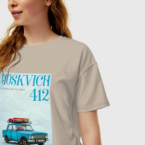 Женская футболка оверсайз Москвич на обложке ретро журнала / Миндальный – фото 3