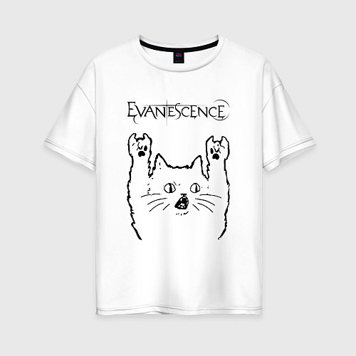 Женская футболка оверсайз Evanescence - rock cat / Белый – фото 1
