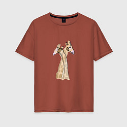 Футболка оверсайз женская Нежные жирафы, цвет: кирпичный