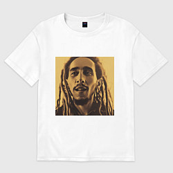 Футболка оверсайз женская Сепия Арт Боб Марли, цвет: белый