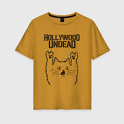 Женская футболка оверсайз Hollywood Undead - rock cat