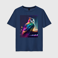 Футболка оверсайз женская Музыкальная сова - нейросеть, цвет: тёмно-синий