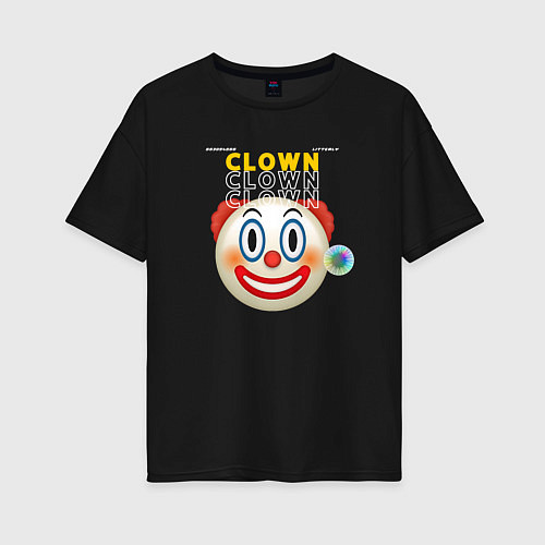 Женская футболка оверсайз Litterly Clown / Черный – фото 1