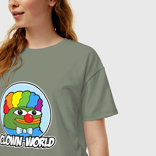 Женская футболка оверсайз Clown world / Авокадо – фото 3