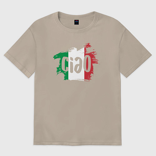 Женская футболка оверсайз Привет Италия / Миндальный – фото 1