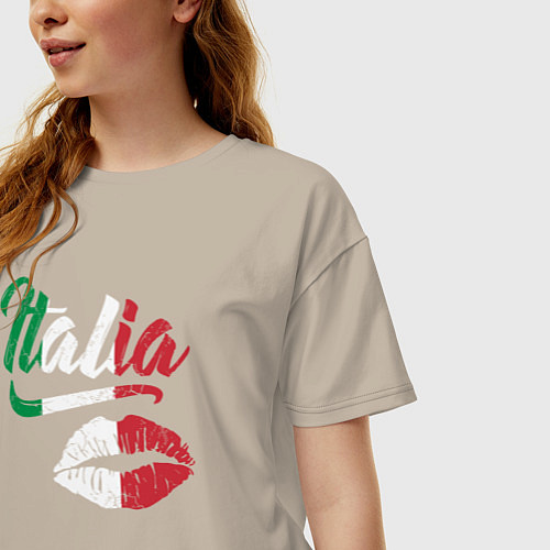 Женская футболка оверсайз Поцелуй Италии / Миндальный – фото 3
