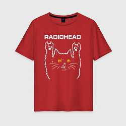 Женская футболка оверсайз Radiohead rock cat