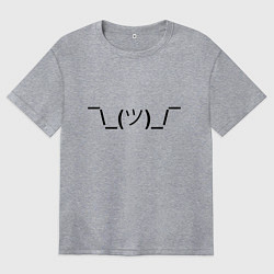 Футболка оверсайз женская Эмодзи I dont know - темный, цвет: меланж