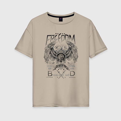 Женская футболка оверсайз Орел геральдика / Миндальный – фото 1