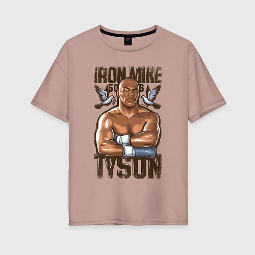 Женская футболка оверсайз Iron Mike Tyson Железный Майк Тайсон / Пыльно-розовый – фото 1