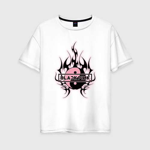 Женская футболка оверсайз Blackpink - logo in yang / Белый – фото 1