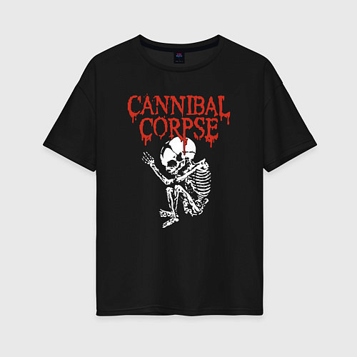 Женская футболка оверсайз Cannibal Corpse - скелет / Черный – фото 1