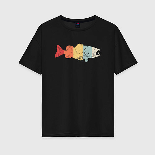 Женская футболка оверсайз Color fish / Черный – фото 1