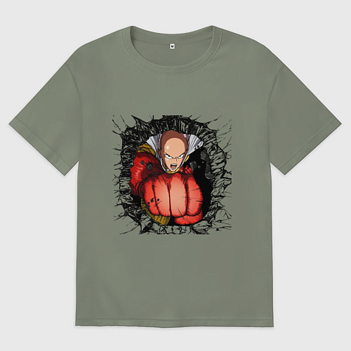 Женская футболка оверсайз Saitama hole / Авокадо – фото 1