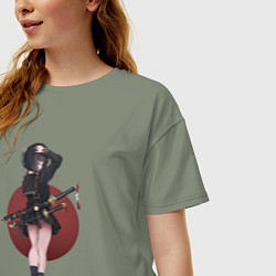 Футболка оверсайз женская Аниме девочка онна-бугэйся, цвет: авокадо — фото 2