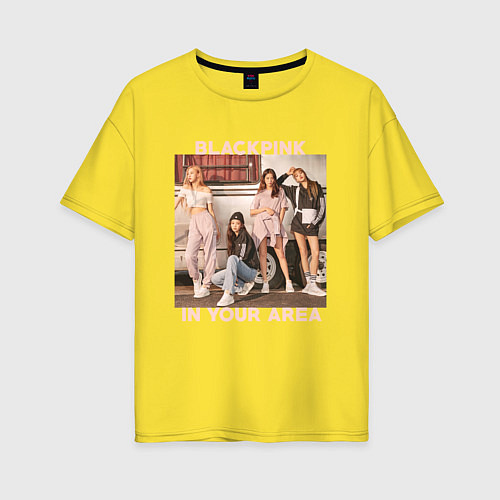 Женская футболка оверсайз Blackpink Jennie Lisa Rose Jisoo / Желтый – фото 1