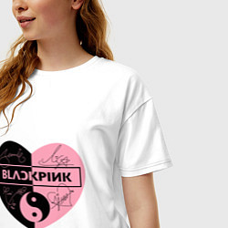 Футболка оверсайз женская Blackpink сердце, цвет: белый — фото 2