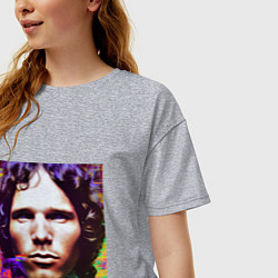 Футболка оверсайз женская Jim Morrison Glitch 25 Digital Art, цвет: меланж — фото 2