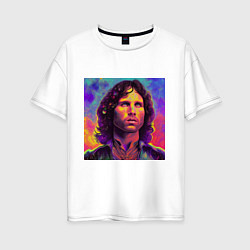 Футболка оверсайз женская Jim Morrison Strange colors Art, цвет: белый