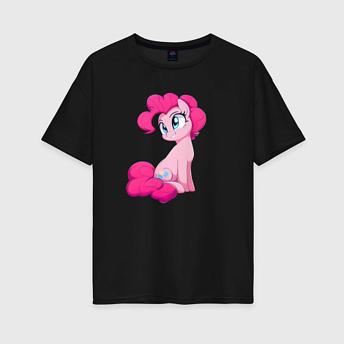 Женская футболка оверсайз Пинки Пай / Черный – фото 1