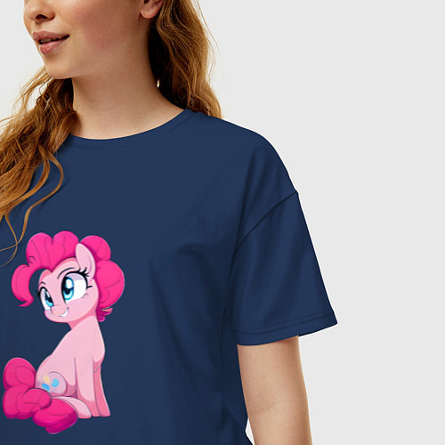 Женская футболка оверсайз Пинки Пай / Тёмно-синий – фото 3