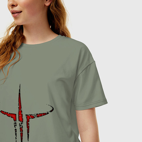 Женская футболка оверсайз Quake III logo / Авокадо – фото 3