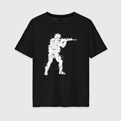 Футболка оверсайз женская Soldier counter strike, цвет: черный