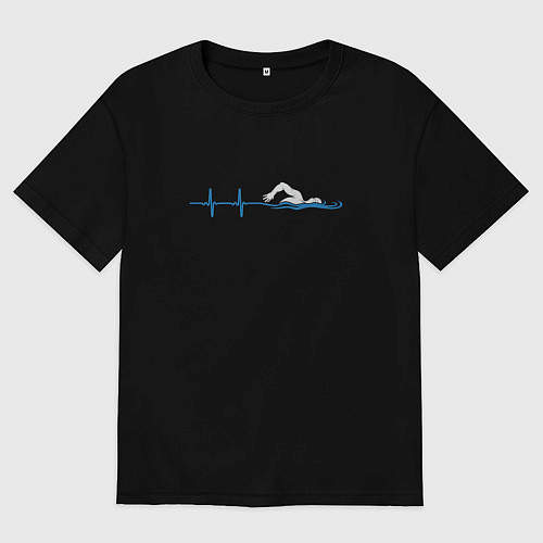 Женская футболка оверсайз Плавание в сердце / Черный – фото 1