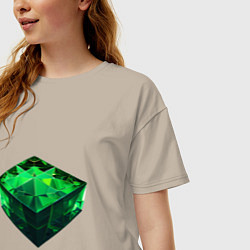 Футболка оверсайз женская Куб из зелёного кристалла, цвет: миндальный — фото 2