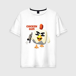 Женская футболка оверсайз Chicken Gun злой