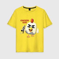 Женская футболка оверсайз Chicken Gun злой
