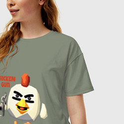 Футболка оверсайз женская Chicken Gun злой, цвет: авокадо — фото 2