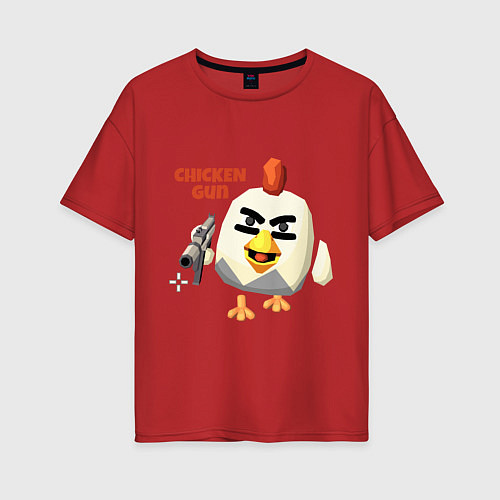 Женская футболка оверсайз Chicken Gun злой / Красный – фото 1