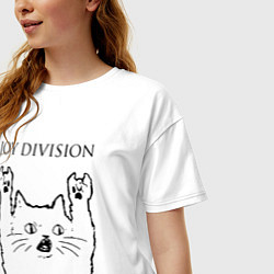 Футболка оверсайз женская Joy Division - rock cat, цвет: белый — фото 2