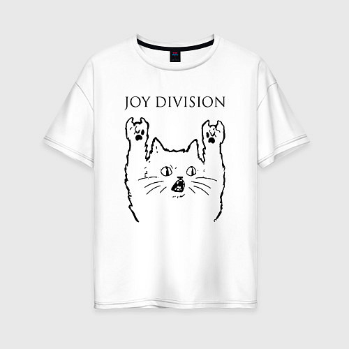 Женская футболка оверсайз Joy Division - rock cat / Белый – фото 1